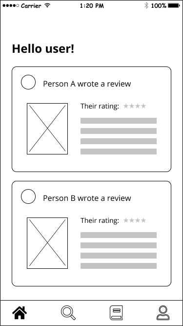 account feed wireframe